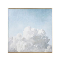 Framed artwork of a large cloud against a light blue sky
