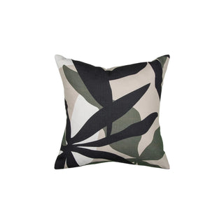 Decorative pillow with leaf pattern on a white background