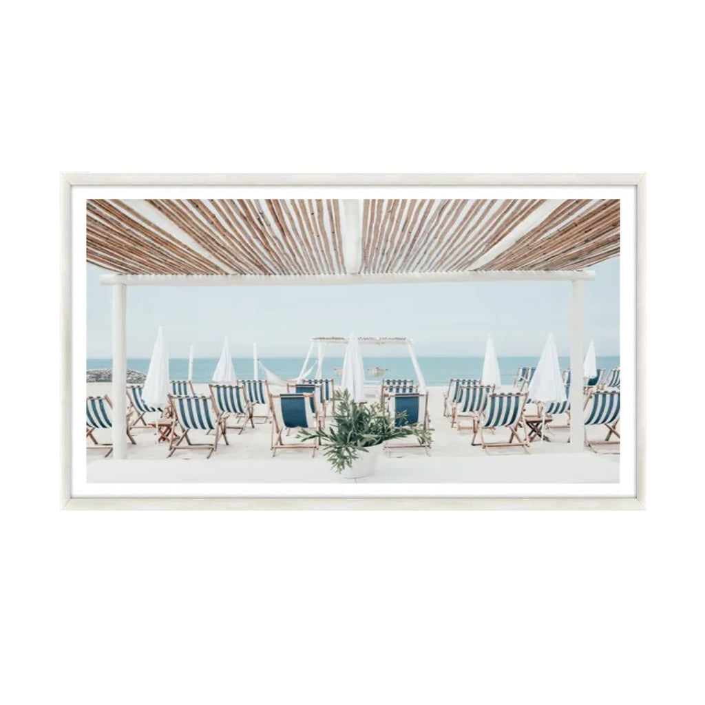 Deck Chair Wall Art with White Frame