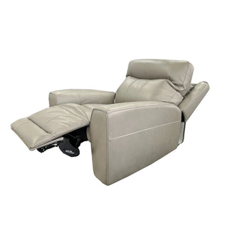 Denburn Recliner with Power Headrest in Atollo Grey Leather
