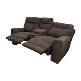 Denburn Recliners with Bar and USB - Chocolate Fabric
