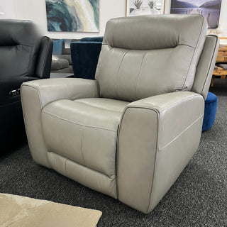 Denburn Grey Leather Recliner