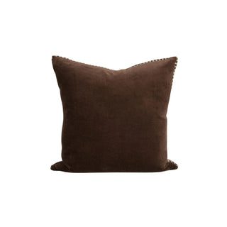 Chocolate brown velvet cushion