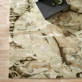 Camouflage-patterned rug on a wooden floor