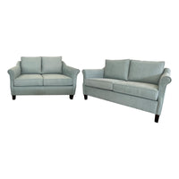 Flora Lounge Suite with Rolled Arms in Aston Seafoam fabric