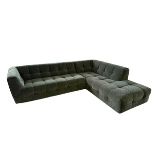 Forest GReen sectional sofa on a white background