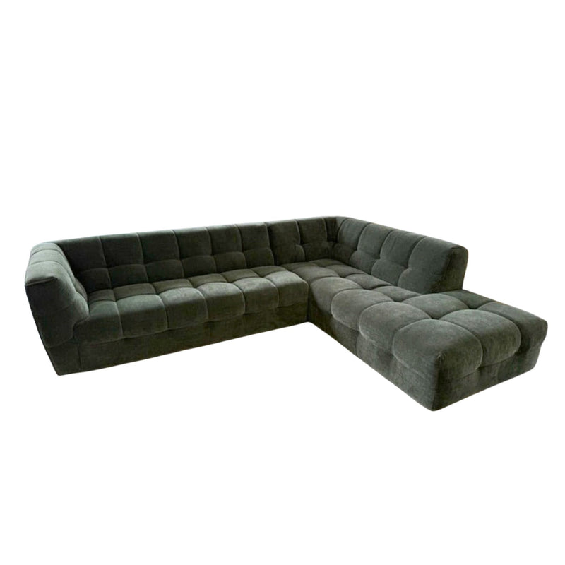 Forest GReen sectional sofa on a white background