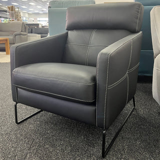 Frenzo Atollo Black Leather Occasional Chair with white top-stitching