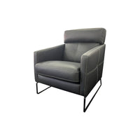 Frenzo Atollo Black Leather Occasional Chair with white top-stitching