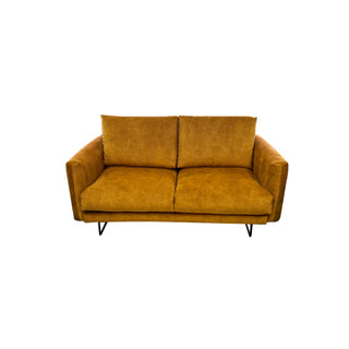 Gold Velvet sofa on a white background