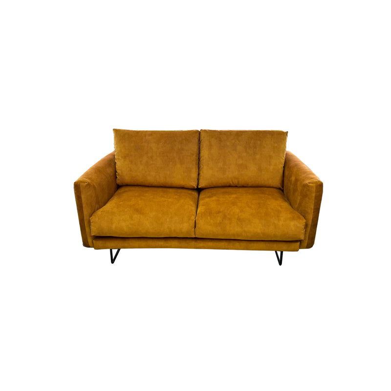 Gold Velvet sofa on a white background