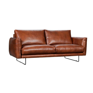 Leather Sofa with black metal legs