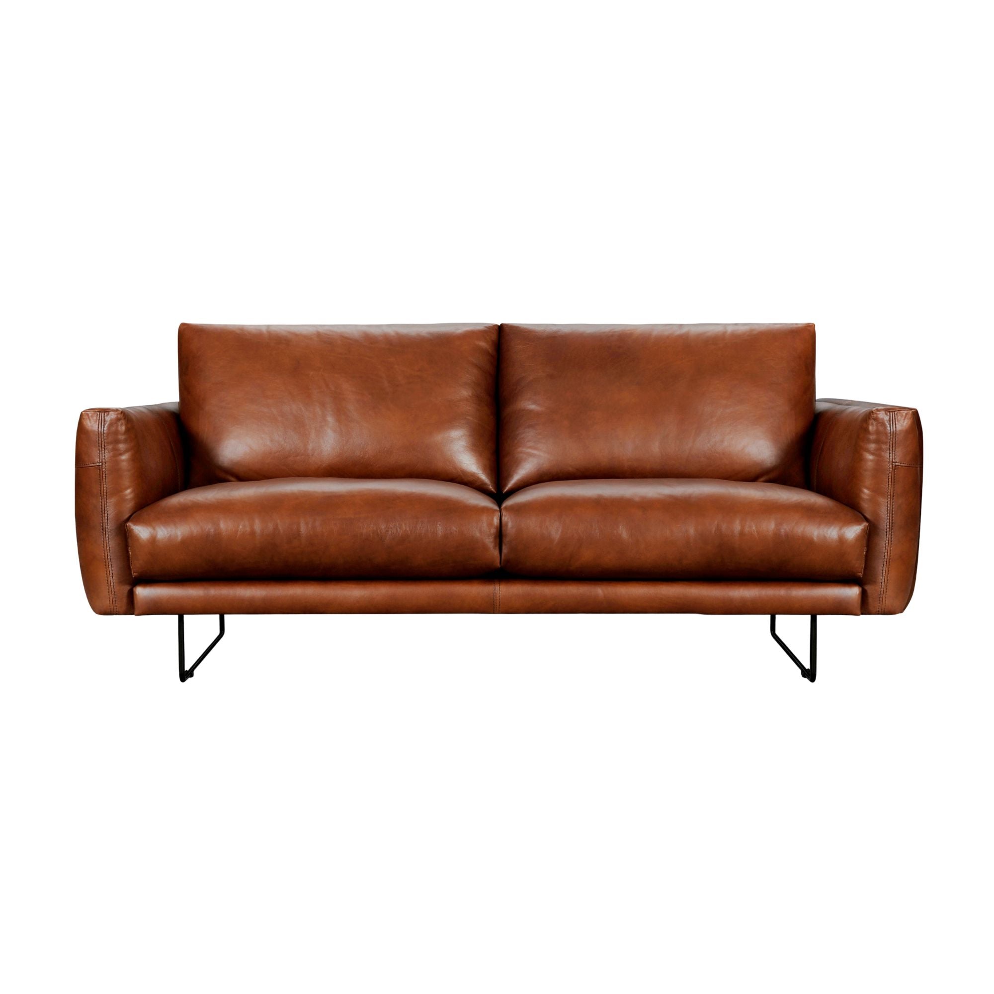 Brown leather sofa on a white background