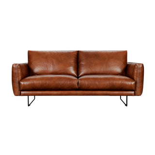 Brown leather sofa on a white background