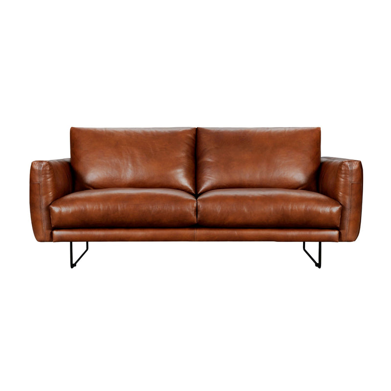 Brown leather sofa on a white background