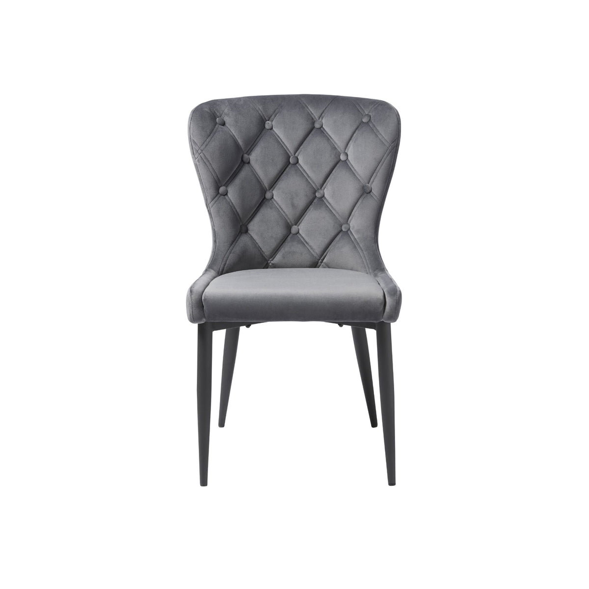 Granby Chair - Granite Velvet Fabric - Black Legs