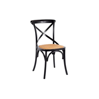 Hampton Dining Chair - Black Stained Oak - Black Metal Straps