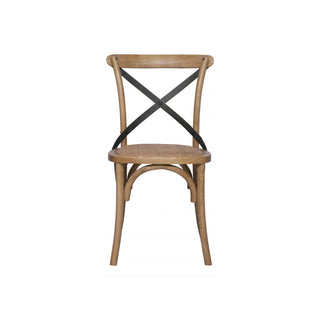 Hamptons chair - solid oak lacquered black metal straps