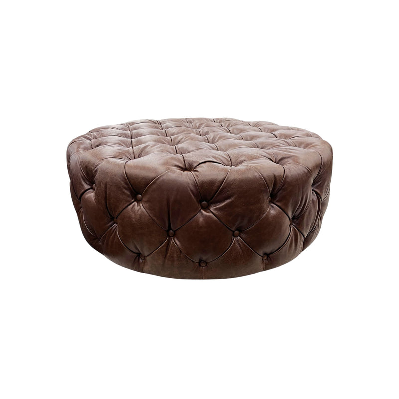 Hoxton Buttoned Ottoman - Kings Road Tan Leather