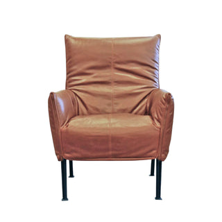 Brown leather armchair on a white background
