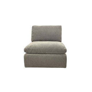 Gray upholstered chair on a white background