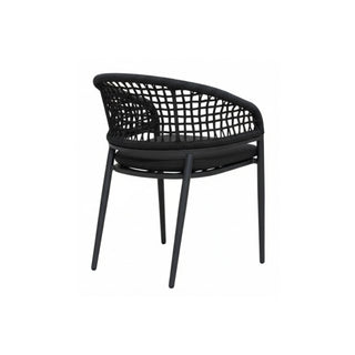 Black woven chair on a white background