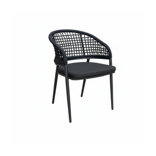 Dining chair outdoor black with rope details