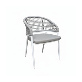 White rope detail outdoor dining chair
