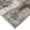 Close-up of a textured area rug with neutral colors on a white background