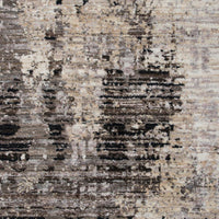 Close-up of a textured rug with brown, beige, and black colors.