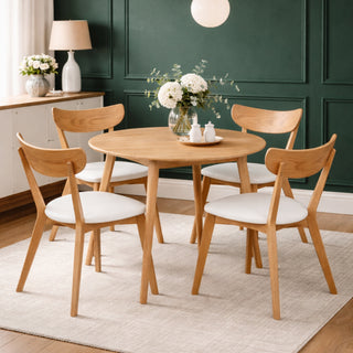 Luna Round Solid American White Oak Dining Table - 100cm Diameter