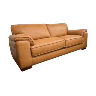 Brown leather sofa on a white background