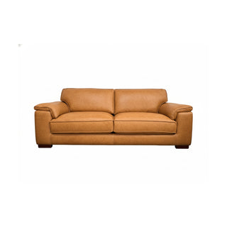 Brown leather sofa on a white background
