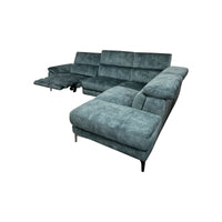 Marley Sofa Chaise - 3 Seater Left with Electric Recliner + Corner Extension Chaise Right - Urban Sofa Indigo Velvet Fabric