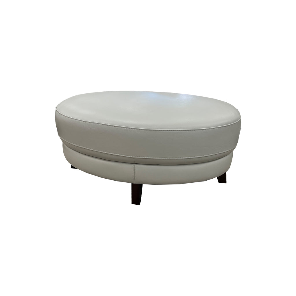 Taupe leather online ottoman