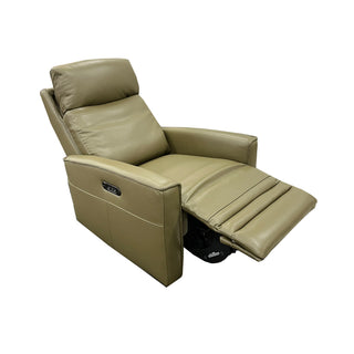 Nice Electric Recliner with Power Headrest in Lia Green Leather