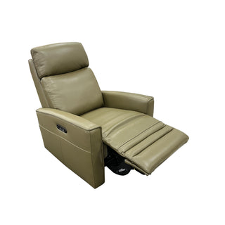 Nice Electric Recliner with Power Headrest in Lia Green Leather
