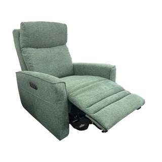 Nice Electric Recliner in Belfast Green Fabric
