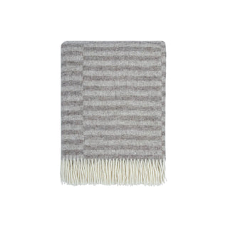 Oat and white striped throw with fringed edge from 100% NZ Wool