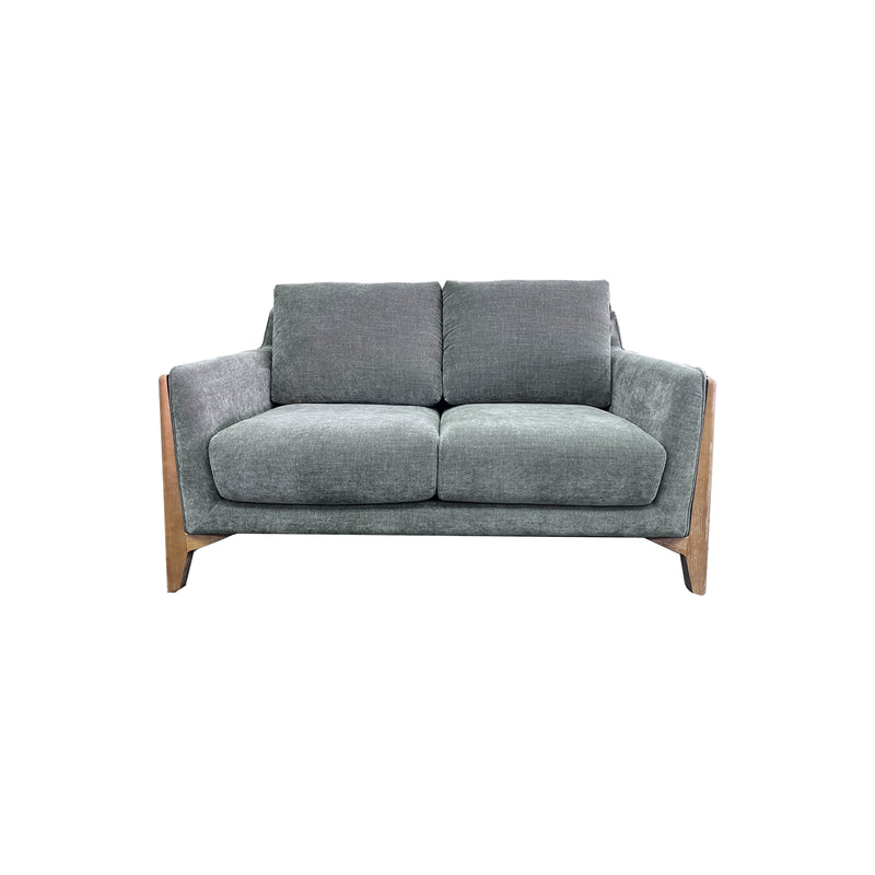 Oslo 2-Seater Sofa in Ansel Basalt Fabric with Oak detailing