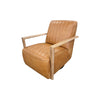 Otto Occasional Chair in Ranch Brown Leather with Whitewash Oak Frame ad Auto return swivel function