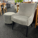 Ottowa Lounge Chair - Grey Velvet Fabric