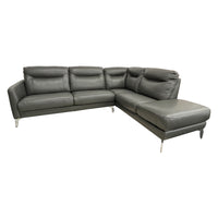 Pacific Cnr Lounge in quality Torello Grey Leather
