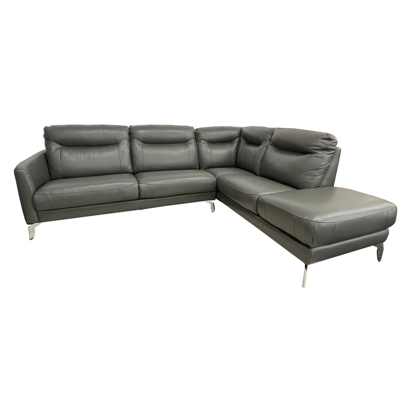 Pacific Cnr Lounge in quality Torello Grey Leather