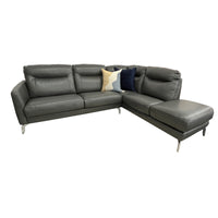 Pacific Cnr Lounge in quality Torello Grey Leather