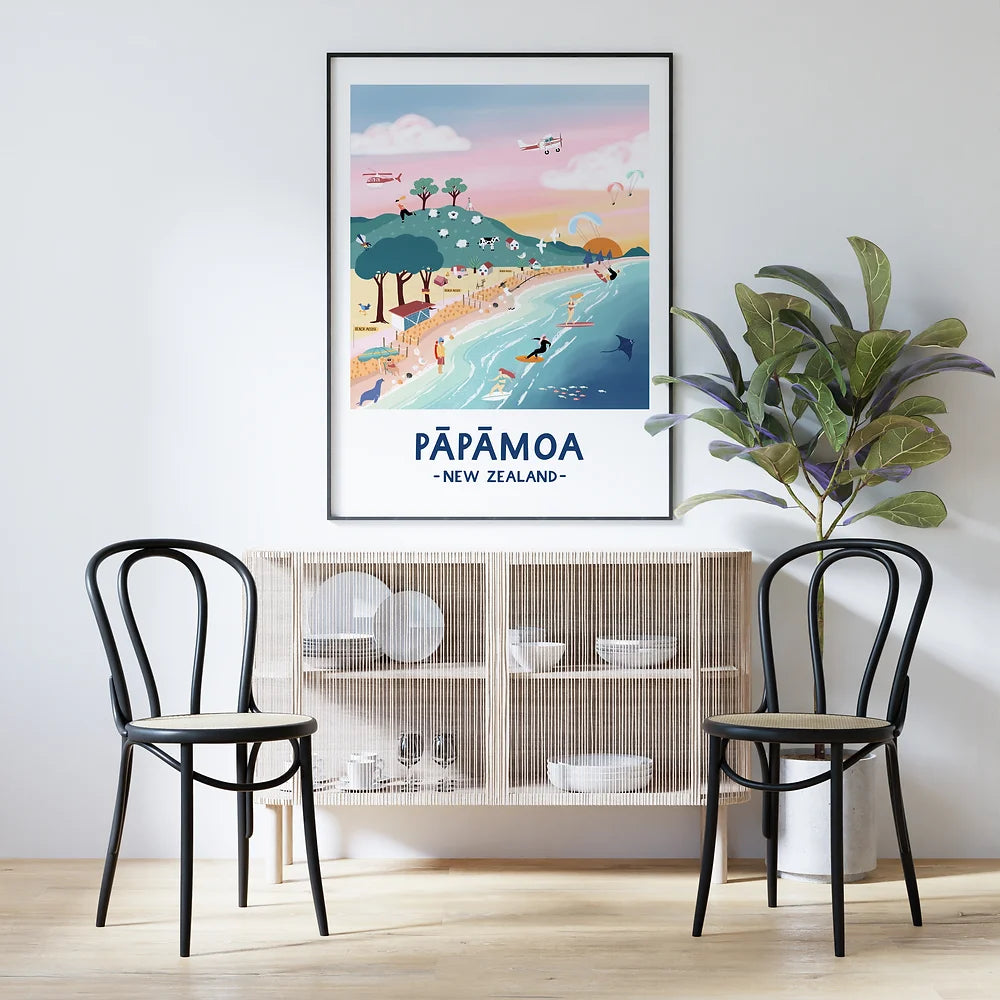 A4 Print of Papamoa in pastel