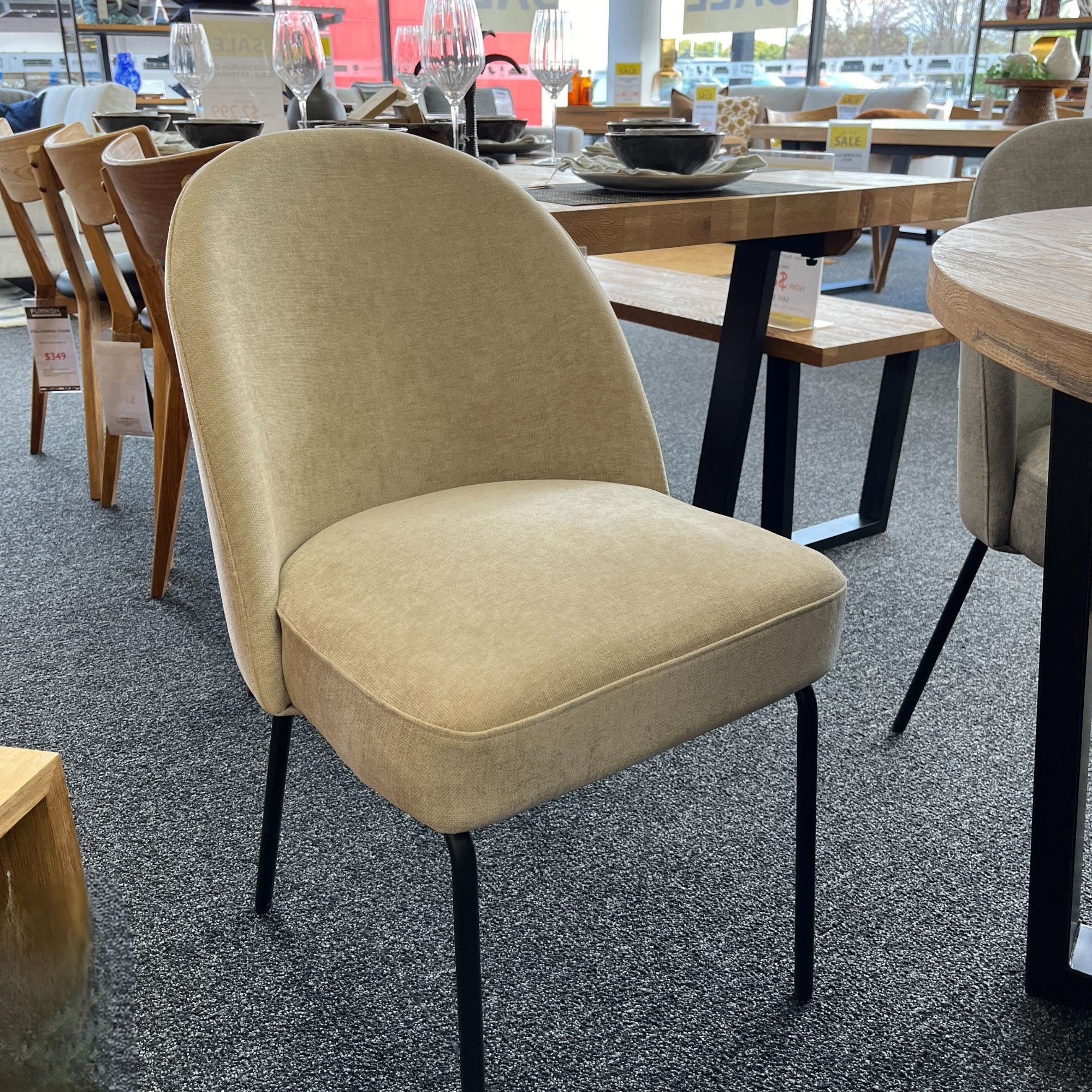 Preston Dining Chair in Sand Chenille Fabric FURNISH