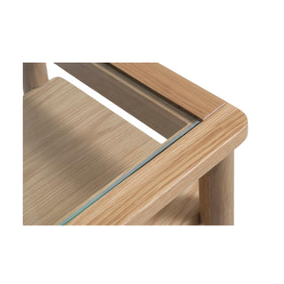 Quattro Console Oak / Oak Veneer with Tempered glass