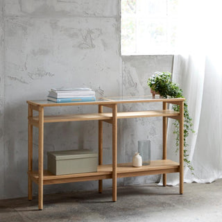 Quattro Console Oak / Oak Veneer with Tempered glass