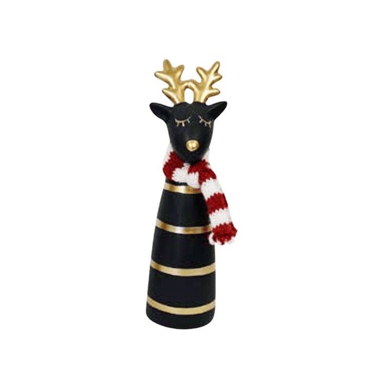 Reindeer with red striped scarf